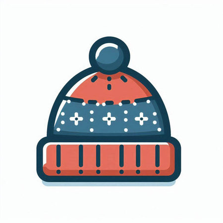 Winter hat icon. Vector illustration in flat style isolated on white background.のイラスト素材
