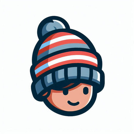 Vector illustration of a boy in a winter hat. Hand drawn cartoon style.のイラスト素材