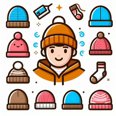Winter clothes icons set. Cartoon illustration of winter clothes vector icons for web designのイラスト素材