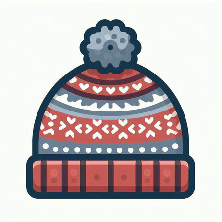 Winter hat. Vector illustration in flat style. Isolated on white background.のイラスト素材