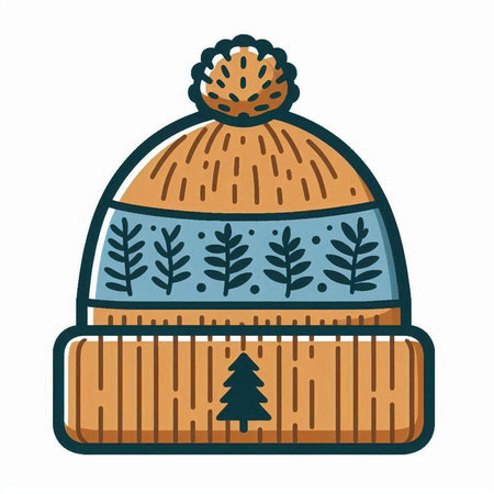 Winter knitted hat. Vector illustration in doodle style.のイラスト素材