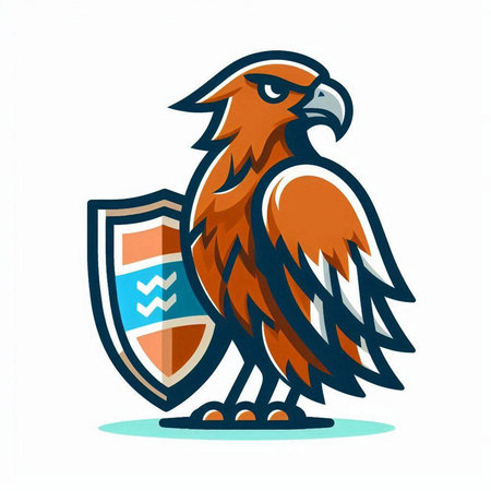 Eagle mascot with shield. Vector illustration of an eagle mascot.のイラスト素材