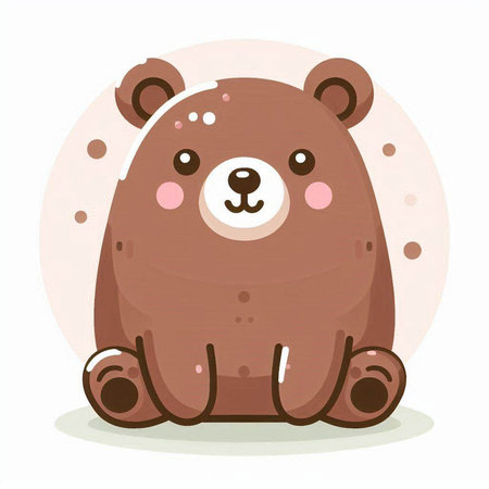 Cute brown bear sitting on a white background. Vector illustration.のイラスト素材