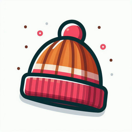 Vector illustration of a knitted winter hat on a white background.のイラスト素材
