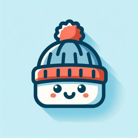 Cute kawaii winter hat in flat style. Vector illustration.のイラスト素材