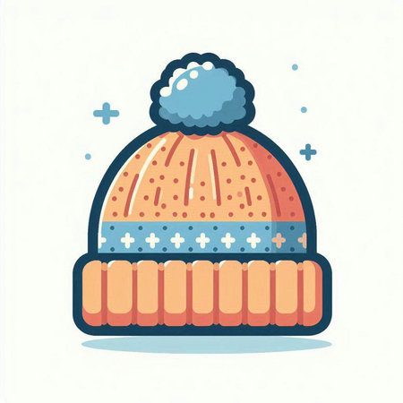 Vector illustration of a warm knitted hat on a white background.のイラスト素材