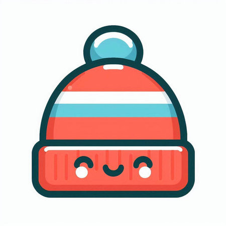 Cute kawaii winter hat isolated on white background. Vector illustration.のイラスト素材