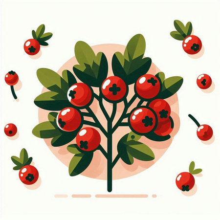 Vector illustration of a rowan branch with berries. Flat style.のイラスト素材