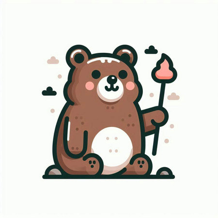 Cute bear with ice cream. Vector illustration in doodle style.のイラスト素材