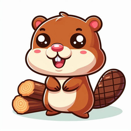 Beaver cartoon character. Vector illustration isolated on a white background.のイラスト素材