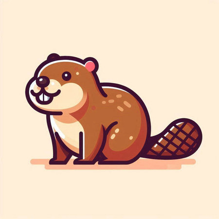 Cute beaver vector illustration. Cute cartoon beaver.のイラスト素材