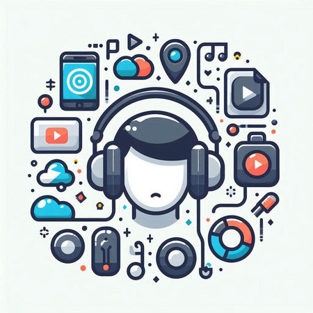 Call center and customer service concept. Vector thin line icons set.のイラスト素材