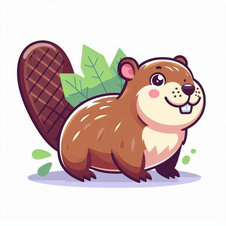 Cute beaver. Vector illustration in cartoon style isolated on white background.のイラスト素材