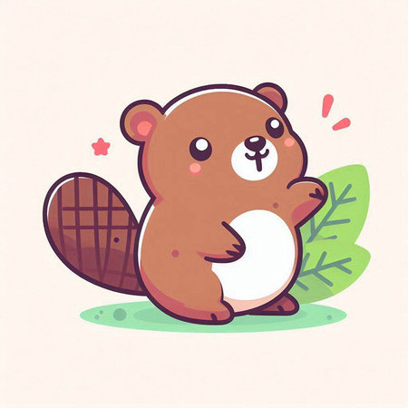 Cute beaver vector illustration. Cute cartoon beaver.のイラスト素材