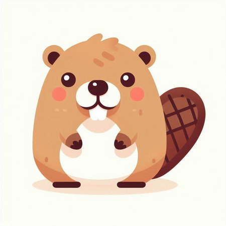 Cute beaver vector illustration. Cute cartoon beaver.のイラスト素材