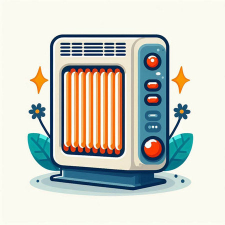 Illustration of a modern heater. Flat style. Vector illustration.のイラスト素材