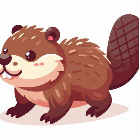 Cute cartoon beaver. Vector illustration isolated on white background.のイラスト素材