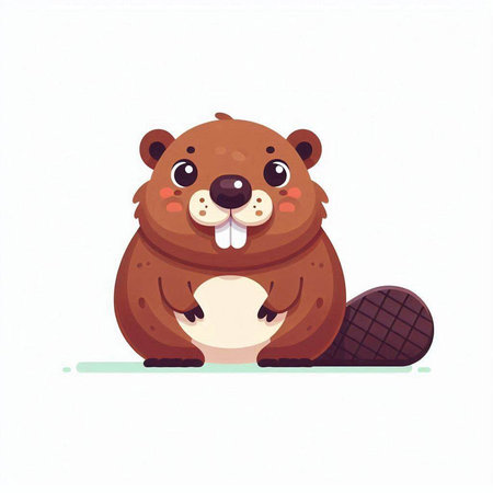 Cute beaver. Vector illustration isolated on a white background.のイラスト素材