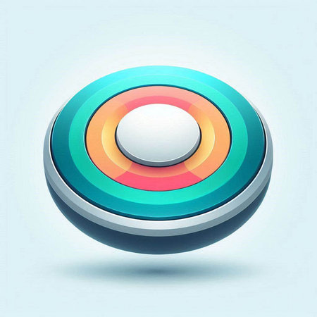 3d colorful circle icon, 3d render, blue and orangeのイラスト素材