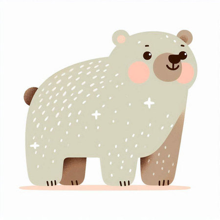 Cute cartoon bear isolated on a white background. Vector illustration.のイラスト素材