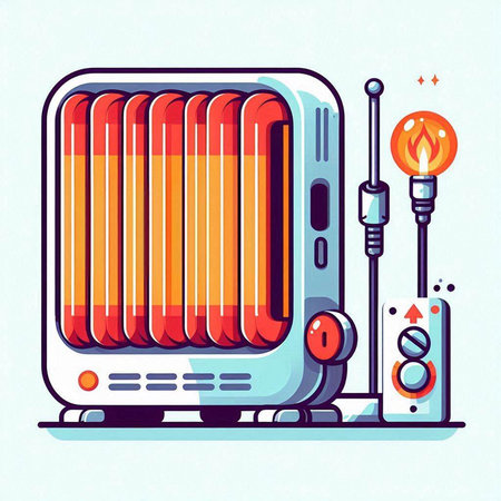 Vector illustration of electric heater in flat style. House heating system.のイラスト素材