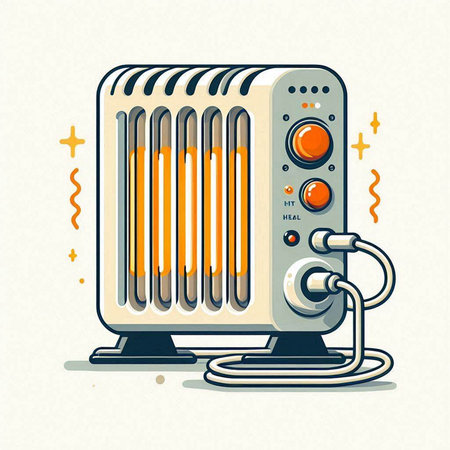 Illustration of an electric heater on a gray background. Vector illustrationのイラスト素材