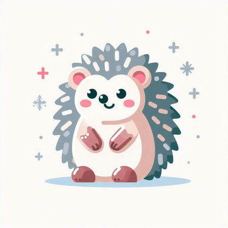 Cute cartoon hedgehog. Vector illustration in a flat style.のイラスト素材