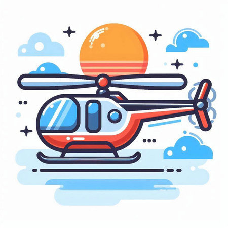Helicopter icon. Vector illustration of a helicopter in flat style.のイラスト素材