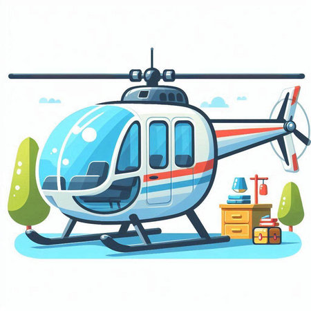Helicopter in flat style. Vector illustration on white background.のイラスト素材