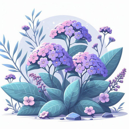 Beautiful hydrangea flowers in the garden. Vector illustration.のイラスト素材