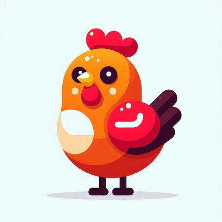 Cute cartoon rooster. Vector illustration in a flat style.のイラスト素材