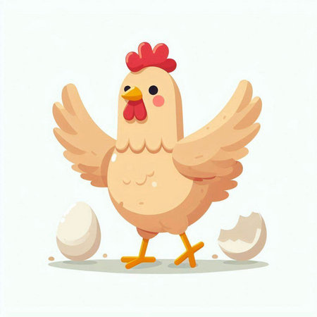 Illustration of a chicken with egg on a white background. Vector illustration.のイラスト素材