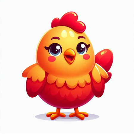 Cute cartoon chicken character isolated on white background. Vector illustration.のイラスト素材