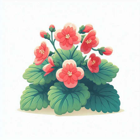 Flowering geranium on a white background. Vector illustration.のイラスト素材