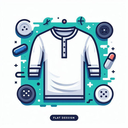 Clothes and accessories. Vector illustration in trendy flat line style.のイラスト素材