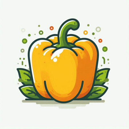 Illustration of a bell pepper on a white background. Vector.のイラスト素材