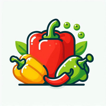 Pepper icon. Vector illustration of pepper. Vegetable icon.のイラスト素材