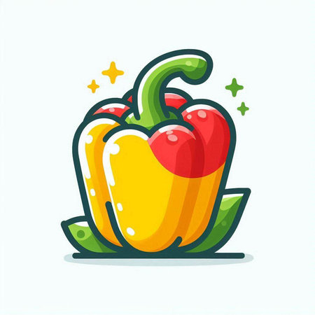 Pepper icon. Vegetable vector illustration in cartoon flat style.のイラスト素材