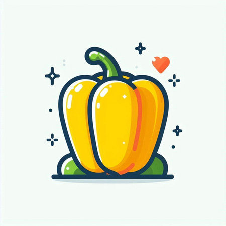 Bell pepper icon in flat style. Vegetable vector illustration on white background.のイラスト素材