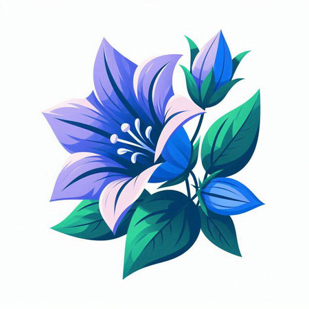 Bouquet of blue flowers on a white background. Vector illustration.のイラスト素材