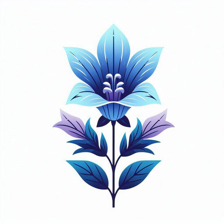 Blue flower on a white background. Vector illustration. Isolated.のイラスト素材