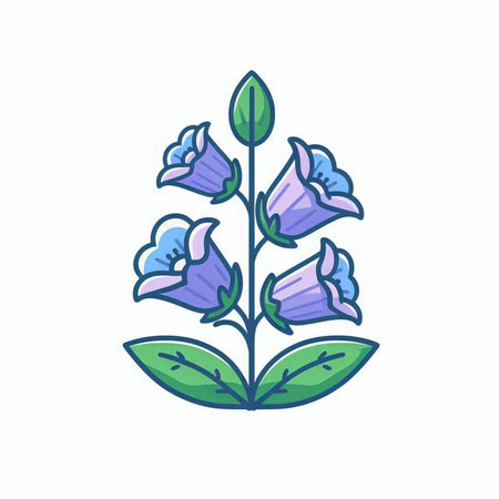 Campanula flower icon. Vector illustration isolated on white background.のイラスト素材