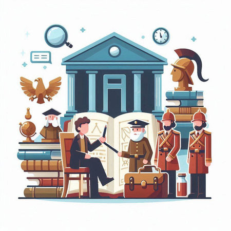Vector illustration of a book, library, university, college, school.のイラスト素材