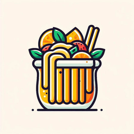 Orange smoothie in a glass with mint leaves and cinnamon sticks. Vector illustration.のイラスト素材