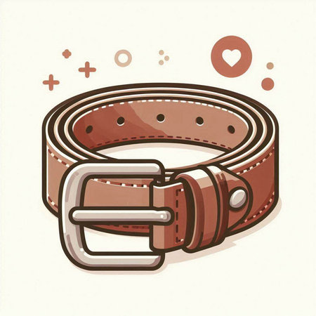 Illustration of brown leather belt with buckle on white background - vectorのイラスト素材