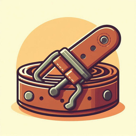 Stylized icon of a belt with a buckle. Vector illustrationのイラスト素材