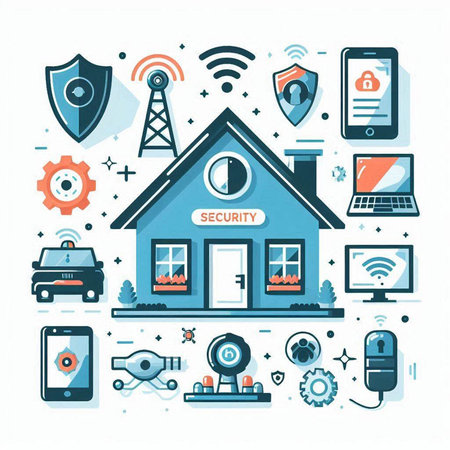 Smart home and internet of things concept. Modern flat style vector illustration.のイラスト素材