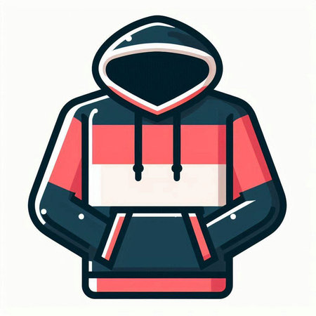 Vector illustration of a man in a red and black hoodie.のイラスト素材