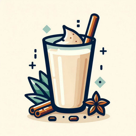 Milkshake with cinnamon and star anise. Vector illustration.のイラスト素材
