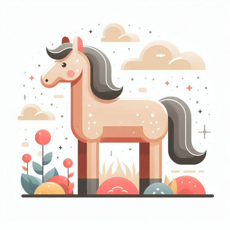 Cute cartoon horse. Vector illustration in scandinavian style.のイラスト素材